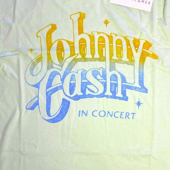 New! Daydreamer Womens Johnny Cash A Thing Called Love Tour Tee Yellow Small NWT - Picture 6 of 13
